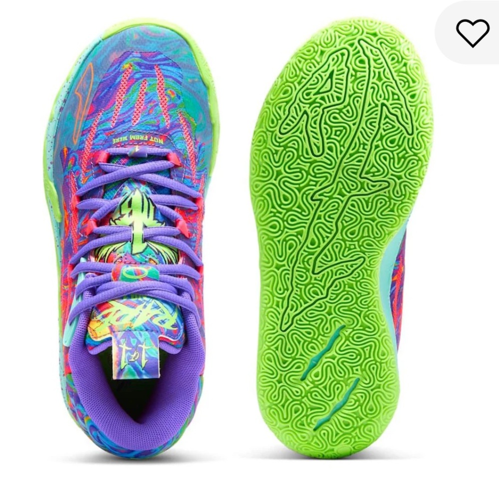 Puma Kicks Kids Sneaker in Purple with Neon Green Multicolor